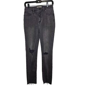 Madewell Curvy High-Rise Skinny Jeans W26 Black Distressed‎ Denim Size 26